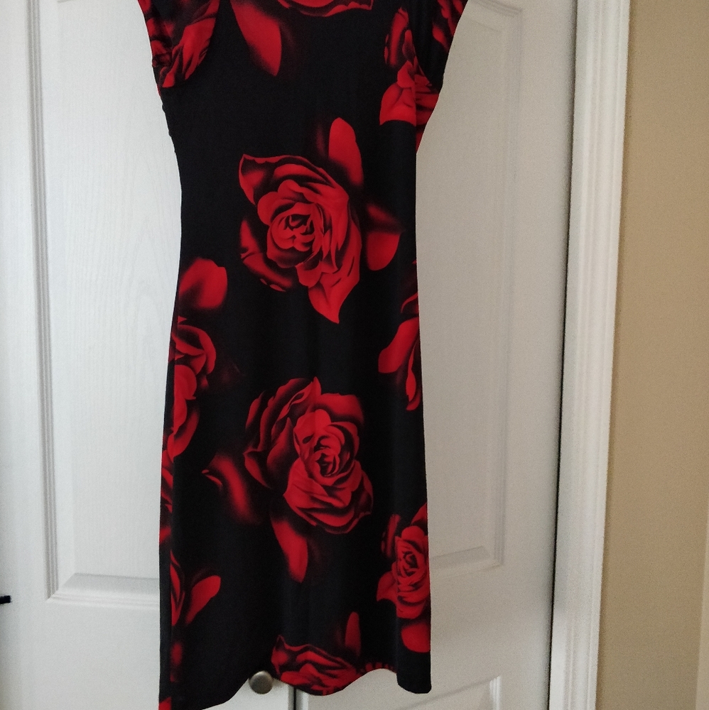 Rose print bodycon dress, size M